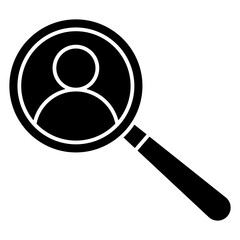 employee recruitment. man with magnifying glass icon