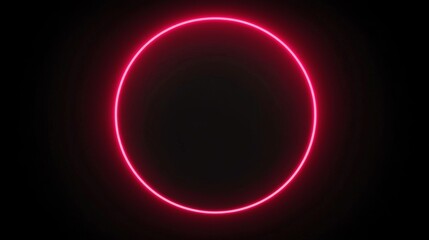 Red Neon Circle on Black Background
