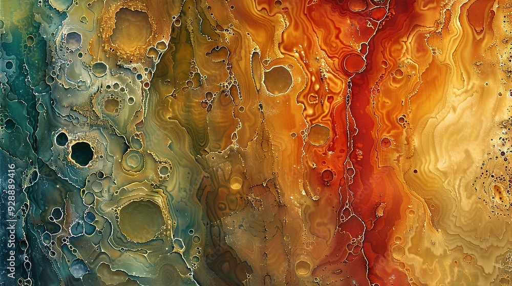 Poster a close-up photo of a window filled with liquid, with droplets of water both on the external and int