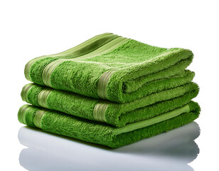 stack green towels isolated transparent background