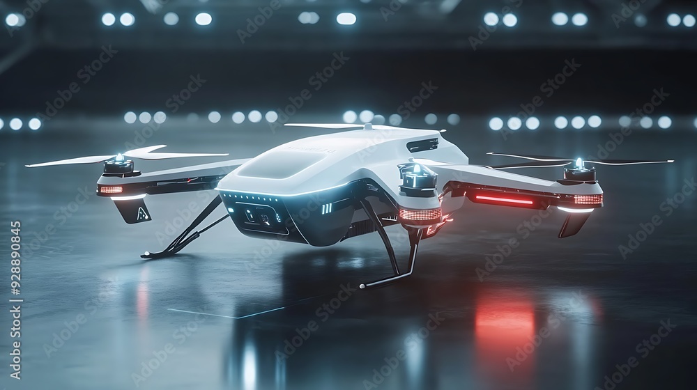 Poster a futuristic autonomous drone delivery system with digital tracking and augmented reality interfaces