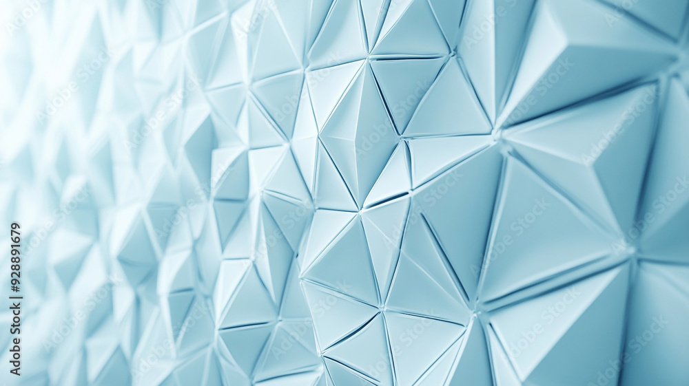 Poster abstract geometric pattern in light blue tones showcasing intricate triangular shapes and textures