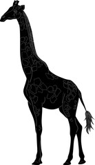 Giraffe Natural Look Black Vector Silhouette Design Element