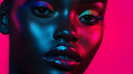 Vibrant portrait with neon colors