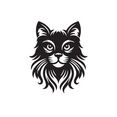Obraz premium Cat head silhouette. Vector illustration in monochrome style on white background.