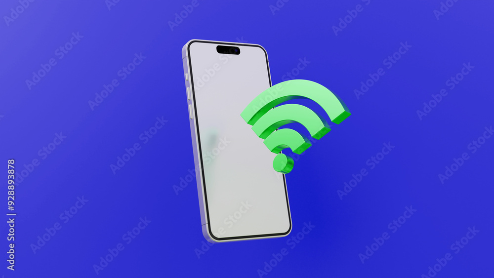 Poster wireless connection sharing network illustration. 3d render illustration wifi icon mobile. wireless 