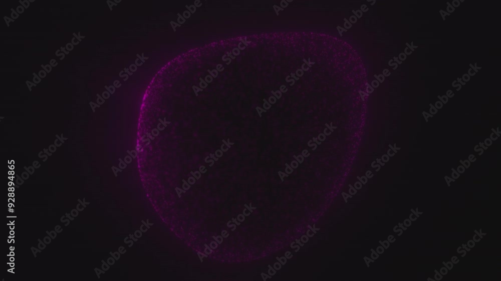 Wall mural Abstract pink human cell substance of particles and magical glow on dark background, fluid movement, video 4k