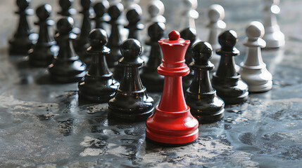 leadership with chess knight on the lead, ambition, goal, strategy, communication, power, game, war, chessboard, training concept