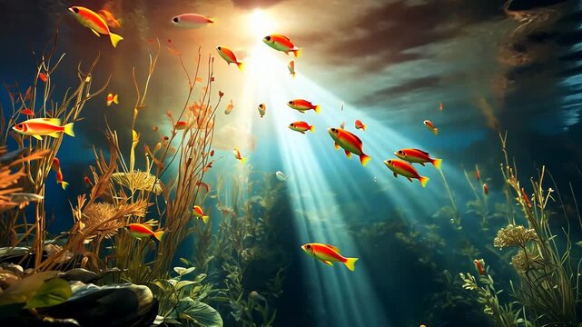 fishes flowing motion design abstract graphic animation