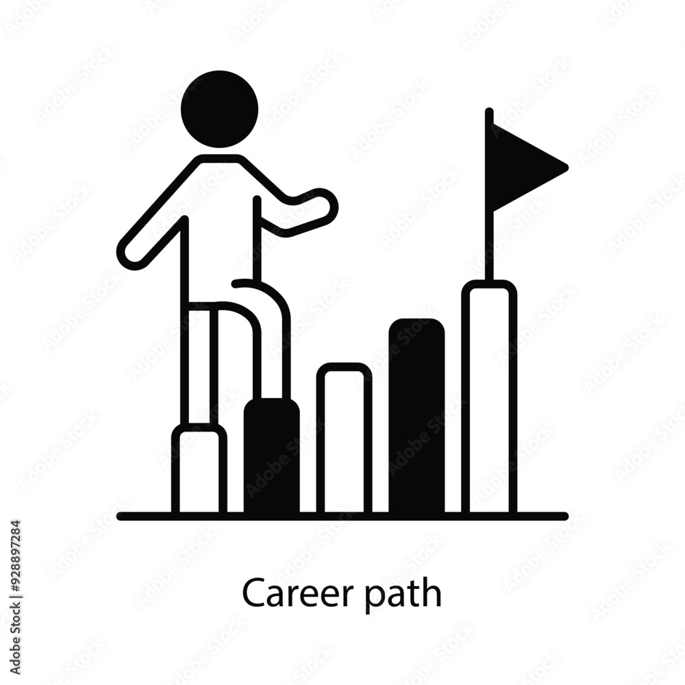 Poster career path vector filled outline icon design illustration. graphic design symbol on white backgroun