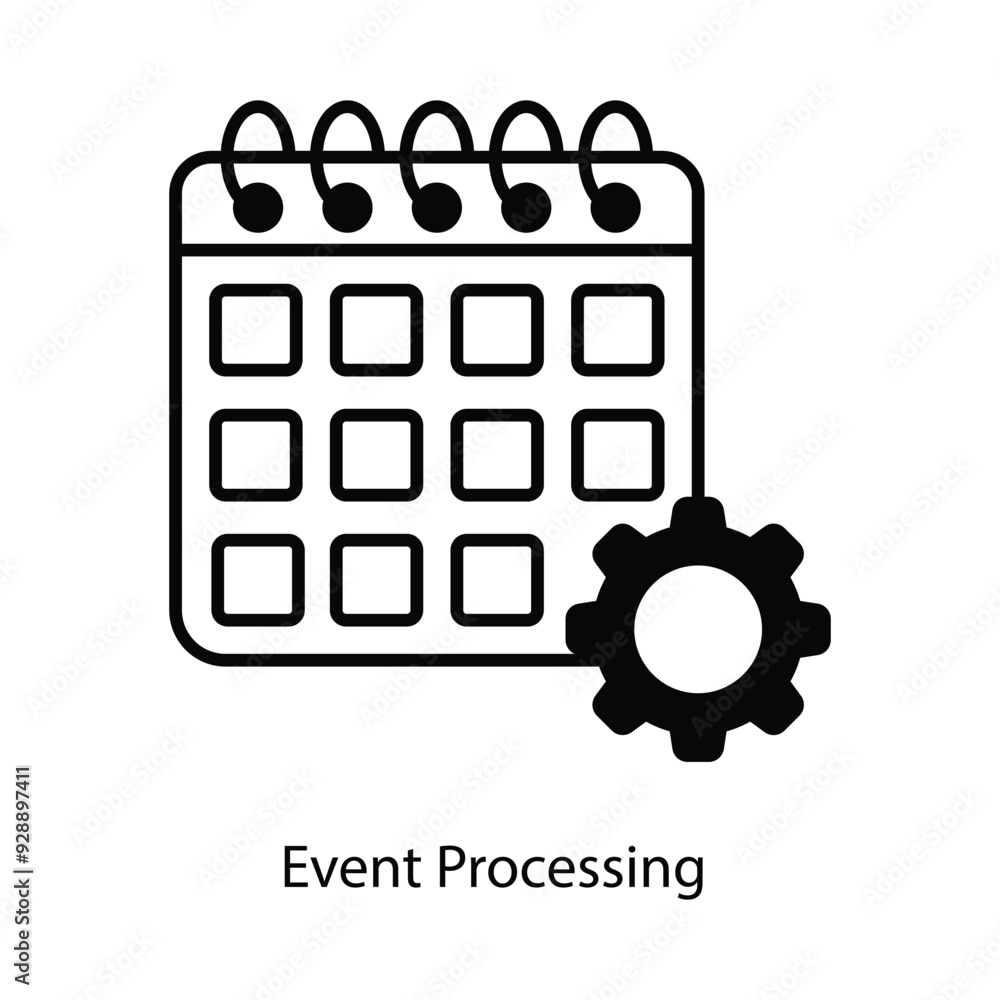Poster event processing vector filled outline icon design illustration. graphic design symbol on white back