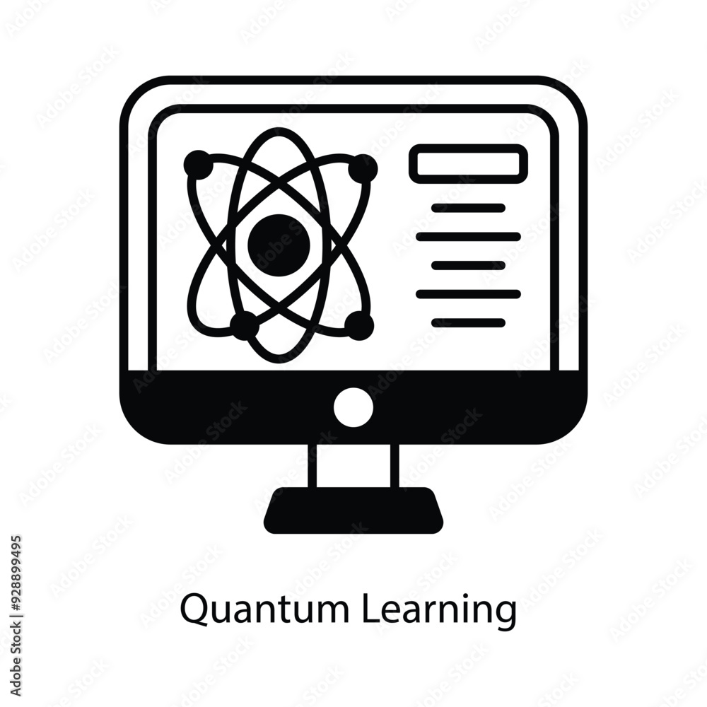 Poster quantum learning vector filled outline icon design illustration. graphic design symbol on white back