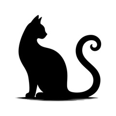 cat silhouette Illustrator black and white