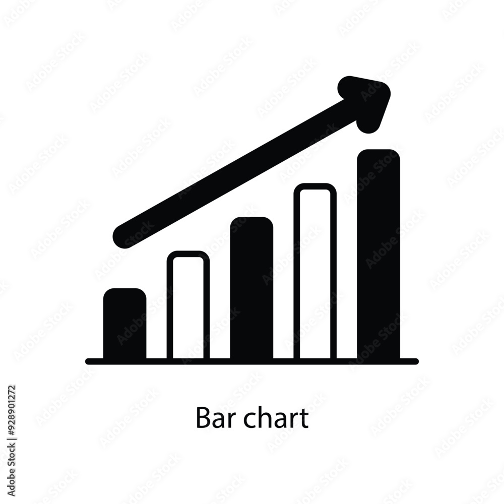 Poster bar chart vector filled outline icon design illustration. graphic design symbol on white background 