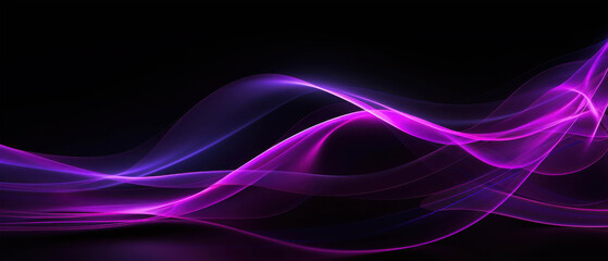 Graceful Waves of Soft Pink and Purple Light Flowing Across a Black Background, Creating a Serene and Mystical Atmosphere