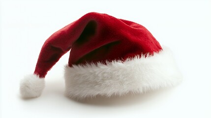 Red and white Santa hat isolated on white background.