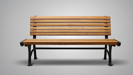 Isolated empty wooden bench for outdoor relaxing