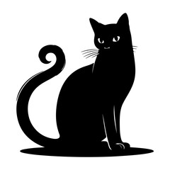 cat silhouette Illustrator black and white