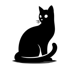 cat silhouette Illustrator black and white