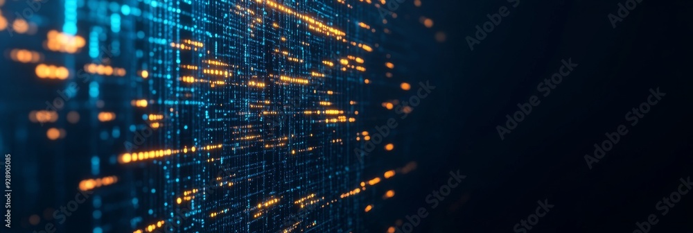 Poster futuristic digital matrix network concept with glowing connections - cyber security and communicatio