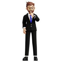 Businessman thinking something 3d character illustration