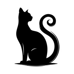 cat silhouette Illustrator black and white