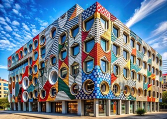 Avant-Garde Façade: Bold and unconventional design, futuristic motifs, eye-catching patterns