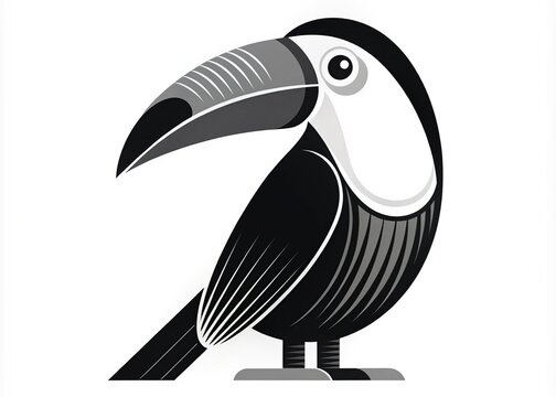 recommend clip art: Black and White Minimalist Toucan: Monochrome, simple shapes, toucan as elegant silhouette