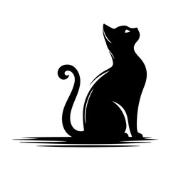 cat silhouette Illustrator black and white