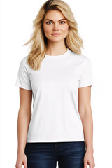 Fototapeta premium Set Mockup of a t-shirt 3D rendering, with a round neck, universal clothing for women, men, isolated on background. Template of fashion clothes for branding, place for design