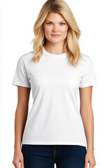 Fototapeta premium Set Mockup of a t-shirt 3D rendering, with a round neck, universal clothing for women, men, isolated on background. Template of fashion clothes for branding, place for design