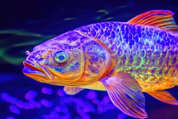 Fototapeta premium Vibrant fish swimming gracefully, showcasing brilliant colors and intricate patterns in an underwater environment.