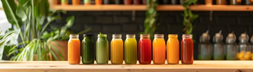 Sustainable Organic Juice Bar with Trendy Packaging and Eco Conscious Branding in a Vibrant Urban Setting