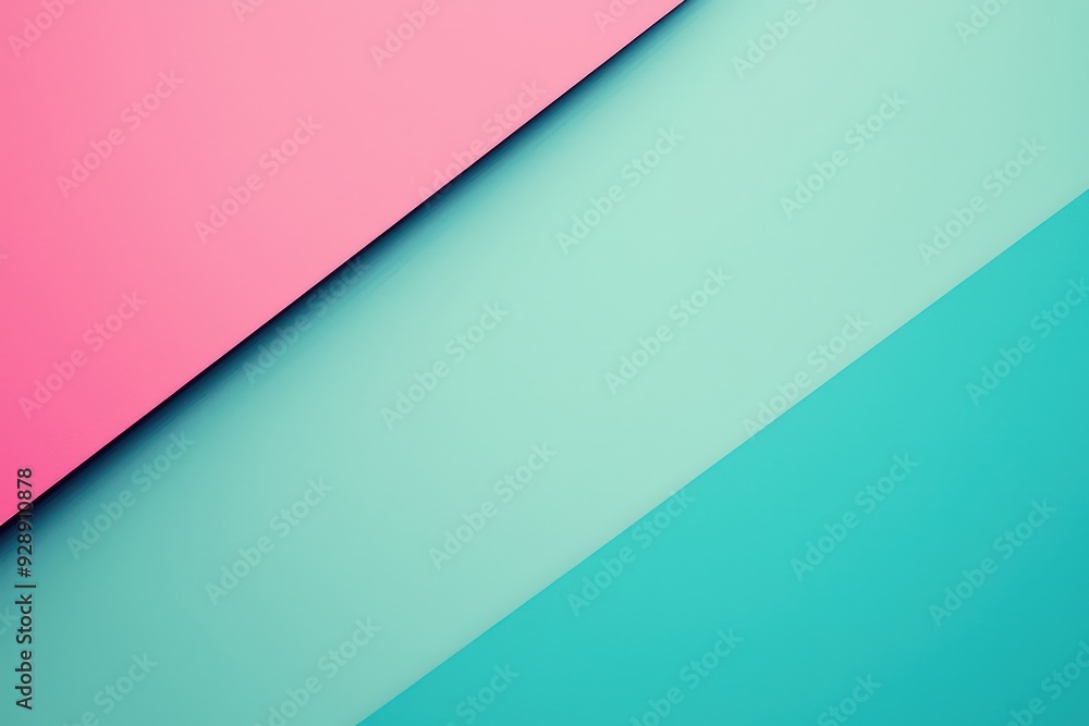 Fototapete Two diagonal layers of soft pink and teal create a striking contrast, adding depth to a contemporary design aesthetic