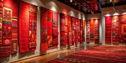 Crimson Tapestry Art Exhibit: Abstract, Bold, Contemporary, Crimson, Layers of Fabric