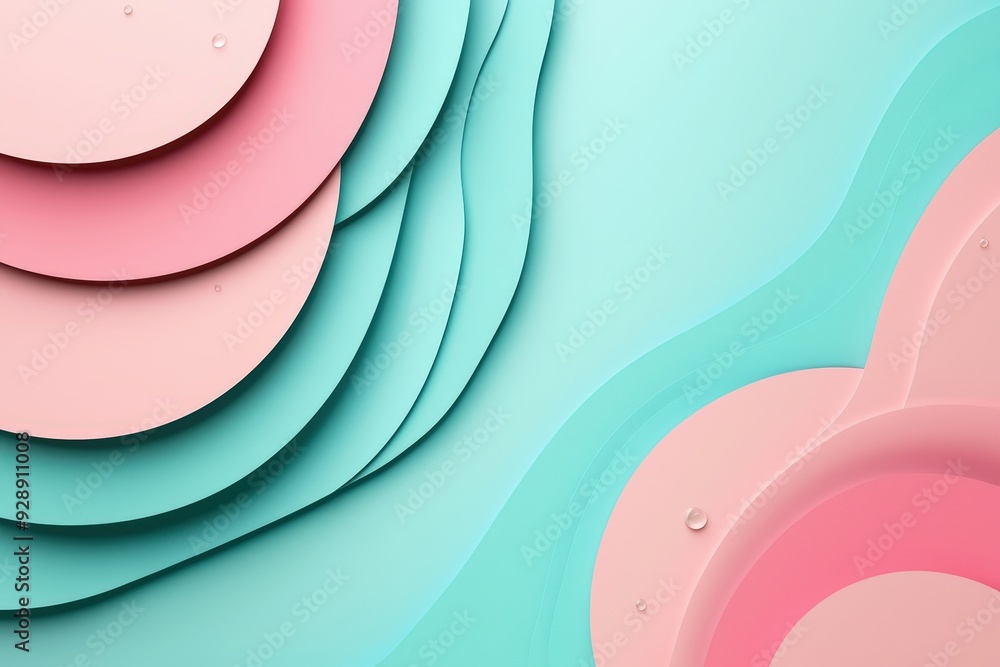 Aufkleber layered pastel shapes in pink and turquoise, creating a soothing and harmonious visual experience co