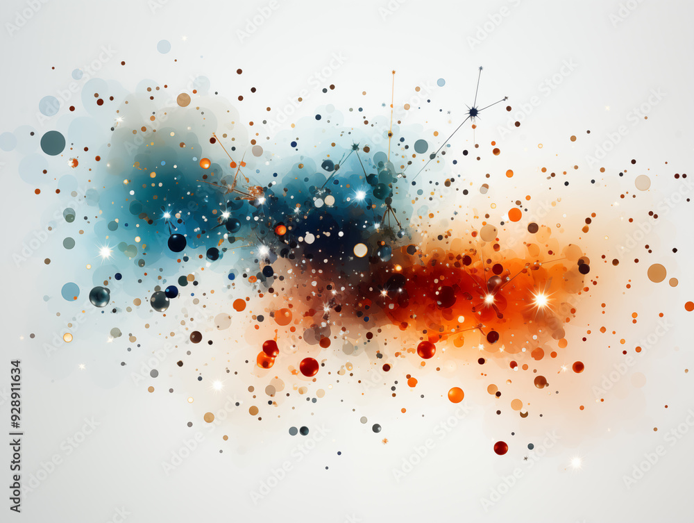 Poster abstract colorful background with splashes and dots.
