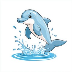 Obraz premium A cheerful dolphin playfully jumping out of the water, depicting a vibrant marine scene full of joy and energy.