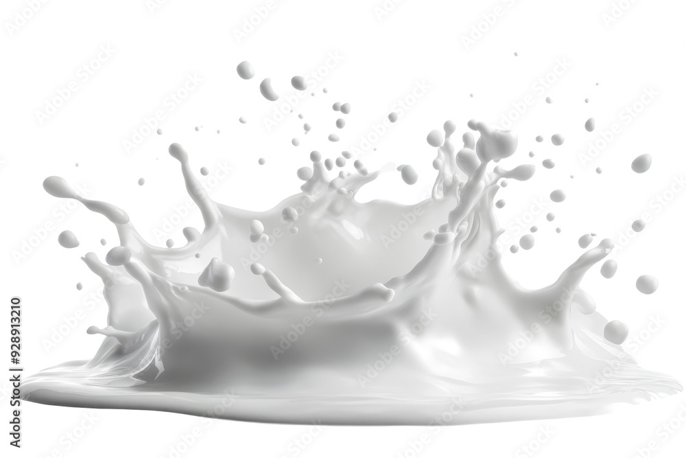 Poster a high-resolution image capturing the dynamic splash of white liquid, isolated on a transparent back