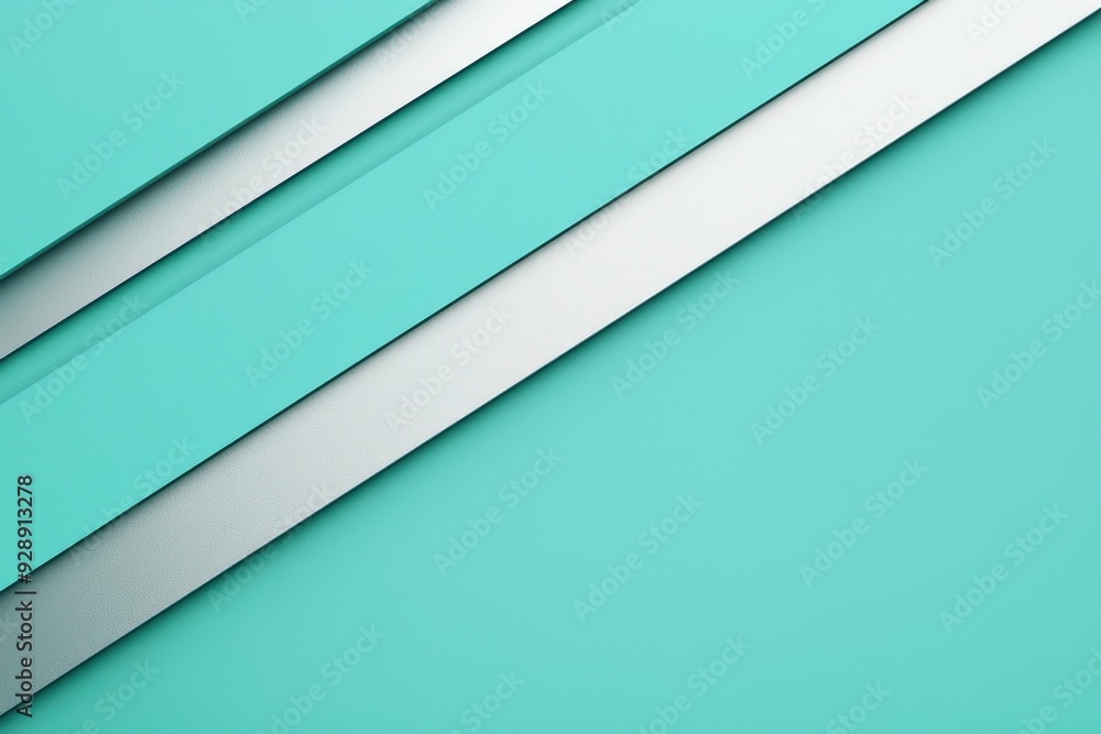 Poster Diagonal stripes of teal and gray create a sleek, modern abstract design on a smooth surface, emphasizing color contrast and geometric shapes