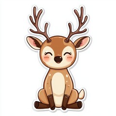 Fototapeta premium Charming cartoon deer with adorable features, perfect for children's designs, holiday themes, or nature-related projects.