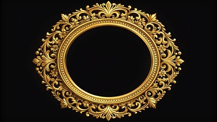 Elegant golden circle frame with ornate details and subtle texture, perfect for highlighting important text, logos, or icons with a touch of luxury.