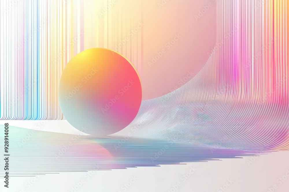 Poster A vibrant gradient background showcases a smooth sphere surrounded by delicate, flowing lines that create a sense of motion and depth