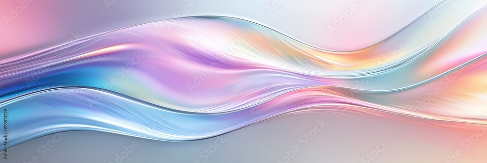 Poster Soft pastel colors blend seamlessly into flowing waves, creating a serene and calming abstract visual experience