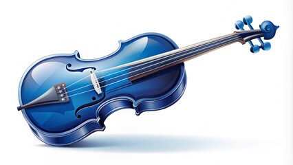 Obraz premium Elegant illustration of a solo violin in bold blue and white vector graphics, set against a clean white background, evoking creativity and harmony.