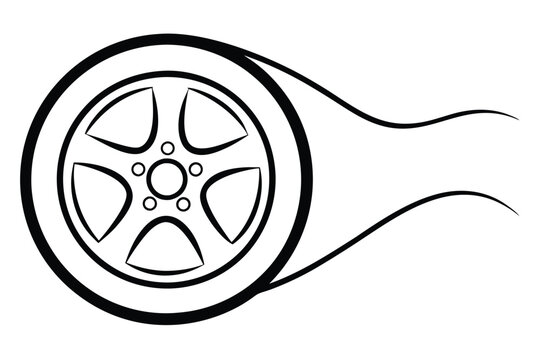 recommend clip art: Car wheel tire line art vector illustration