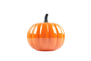 Bright, glossy orange pumpkin with black stem isolated on transparent background. Perfect for Halloween, autumn, and festive decorations.