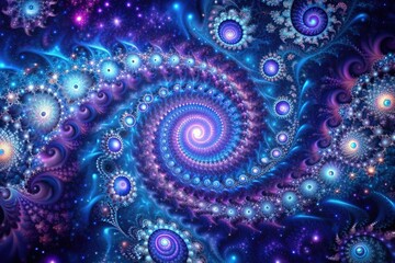 Fractal Galaxy's Embrace: Organic, celestial, intricate, cosmic, deep blues and purples
