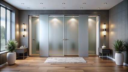 Matte Elegance: Satin-finished frosted glass doors, providing privacy while maintaining a sophisticated aesthetic.