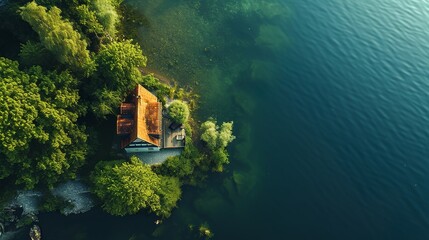 Peaceful Retreat: Lake House from Above